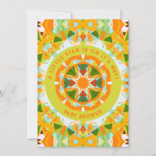 Bright Orange Green Star Baby Girl’s Boy’s Shower Invitation