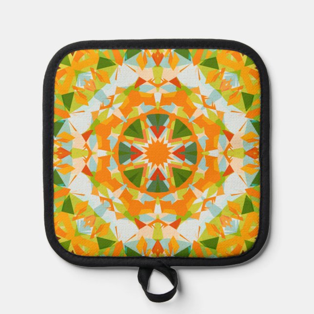 Bright Orange Green Star Dopamine Decor Kitchen Pot Holder (Front)