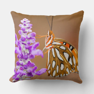 Bright Orange Gulf Fritillary Butterfly Cushion