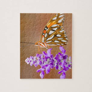 Bright Orange Gulf Fritillary Butterfly Jigsaw Puzzle