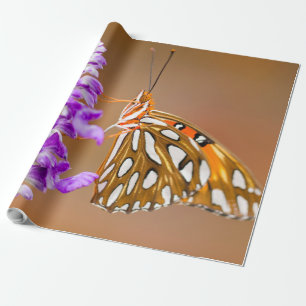 Bright Orange Gulf Fritillary Butterfly Wrapping Paper