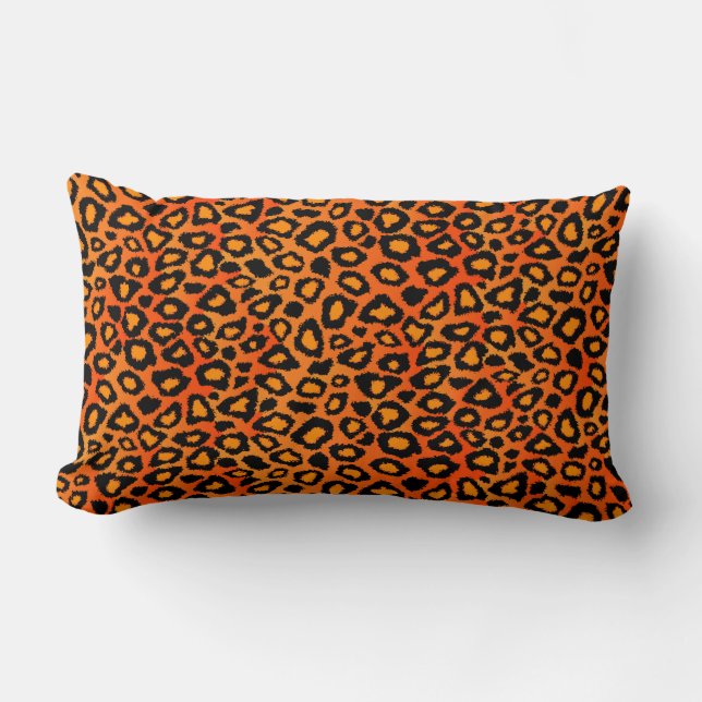 Bright Orange Leopard Animal Print Pattern Lumbar Cushion (Front)