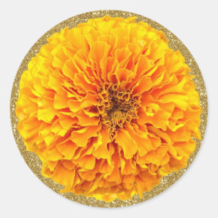 Bright Orange Marigold Gold Glitter Stickers