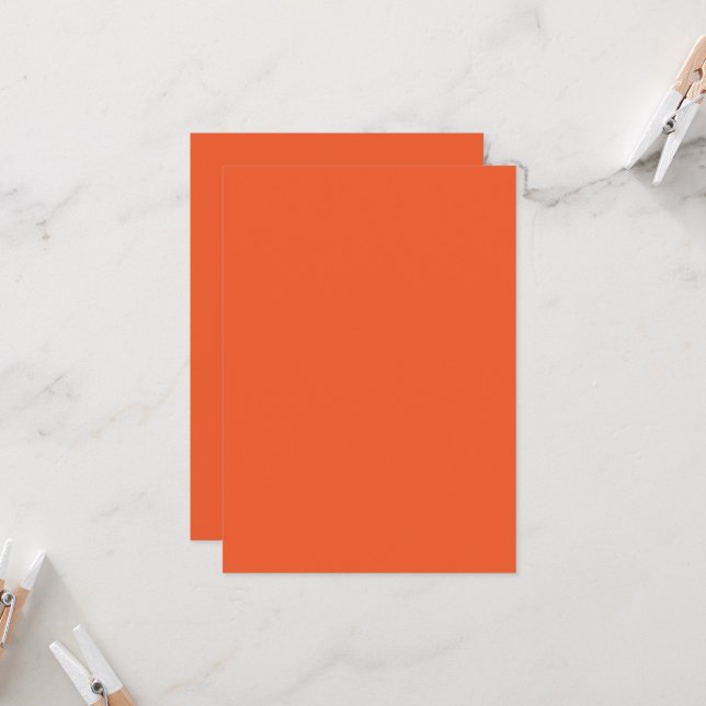 Bright Orange Minimalist Solid Background Invitation (Front/Back In Situ)