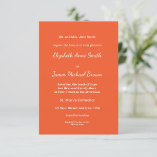Bright Orange Minimalist Solid Background RSVP Card