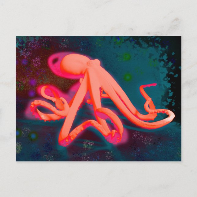 Bright Orange Octopus  Postcard (Front)