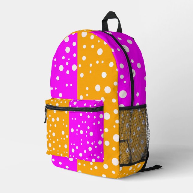 Bright Orange & Pink Colour - Aesthetic Colour Blo Printed Backpack (Back Corner Right)