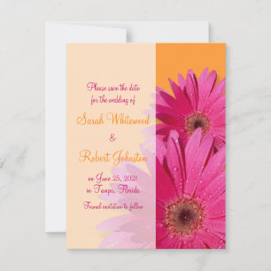 Bright Orange Pink Gerbera Daisy Save the Date
