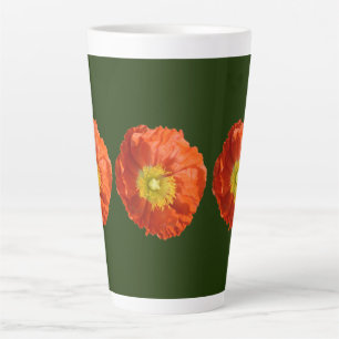 Bright Orange Poppy Flower Latte Mug