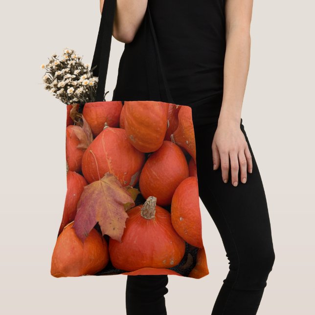 Bright Orange Pumpkin Tote Bag (Close Up)