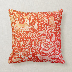 Bright Orange Red Fall Autumn Animal Forest Deer Cushion