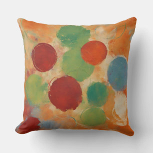 Bright Orange Red Green Dots Cushion