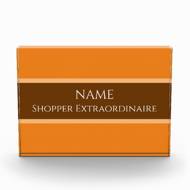 Bright Orange Red "Shopper Extraordinaire" Photo Block (Front)