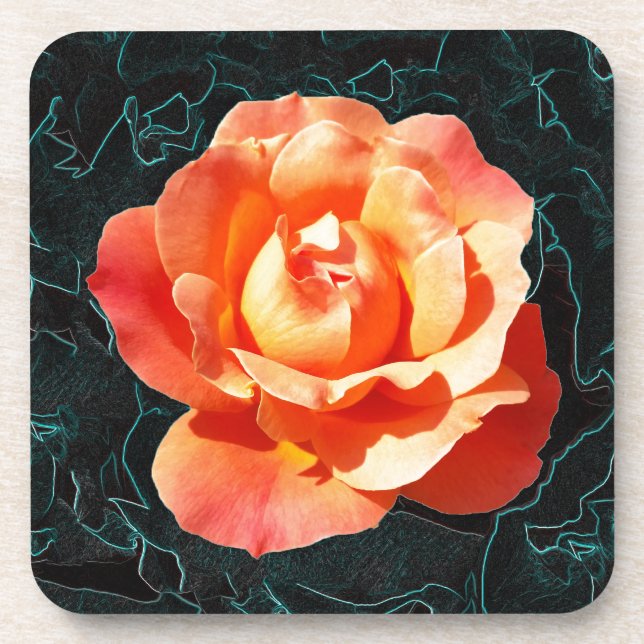 Bright orange rose coaster (Front)