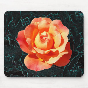 Bright orange rose mouse pad