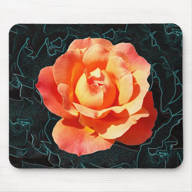 Bright orange rose mouse pad (Front)