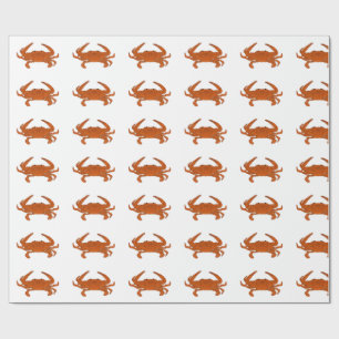 Bright Orange Steamed Crab Wrapping Paper