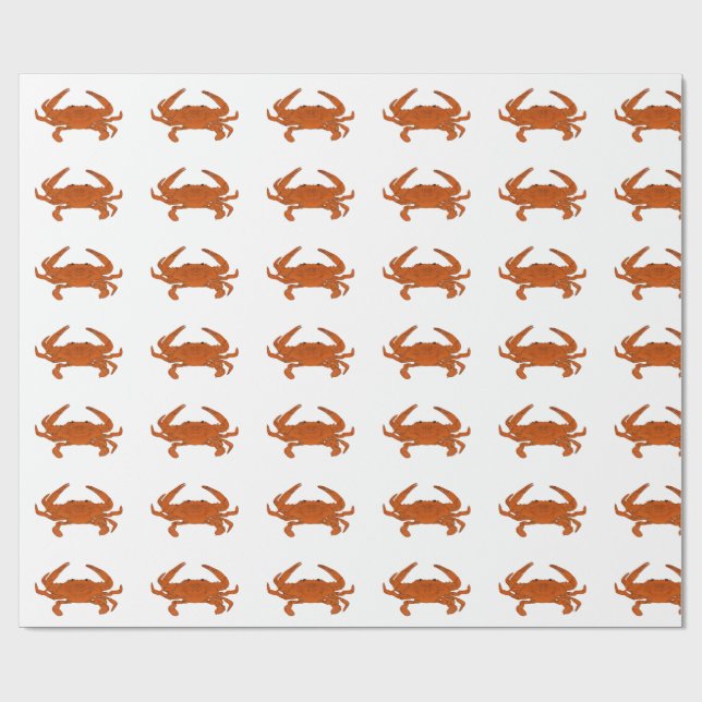 Bright Orange Steamed Crab Wrapping Paper (Flat)