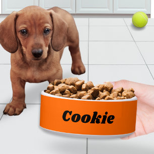 Bright Orange Stylish Modern Personalised Pet Dog Bowl