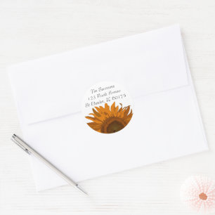 Bright Orange Sunflower Return Address Stickers