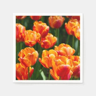 Bright orange tulips in the park napkin