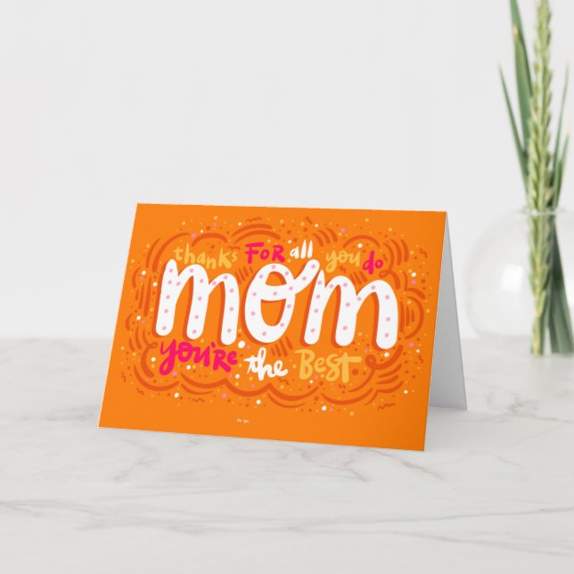 Bright Orange Typography Mothers Day Card (Front)