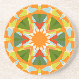 Bright Orange Vibrant Green Star Kitsch Eclectic Coaster