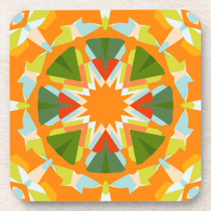 Bright Orange Vibrant Green Star Kitsch Eclectic Coaster