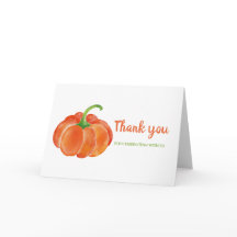 Bright Orange Watercolor Pumpkin | Thank You