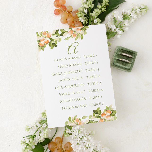 Bright Orange Wedding Seating Chart Card (Creator Uploaded)