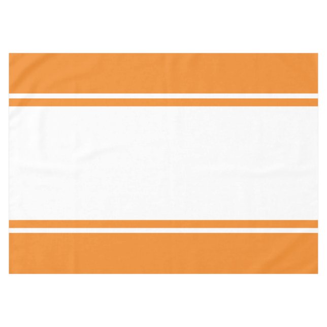 Bright Orange White Wide Summer Racing Stripes Tablecloth (Front (Horizontal))