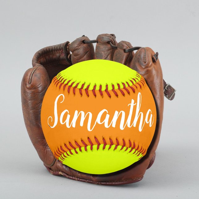bright orange & yellow -add name softball (Creator Uploaded)