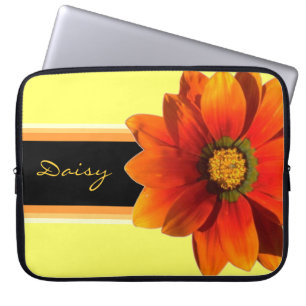 Bright orange yellow spring flower laptop case