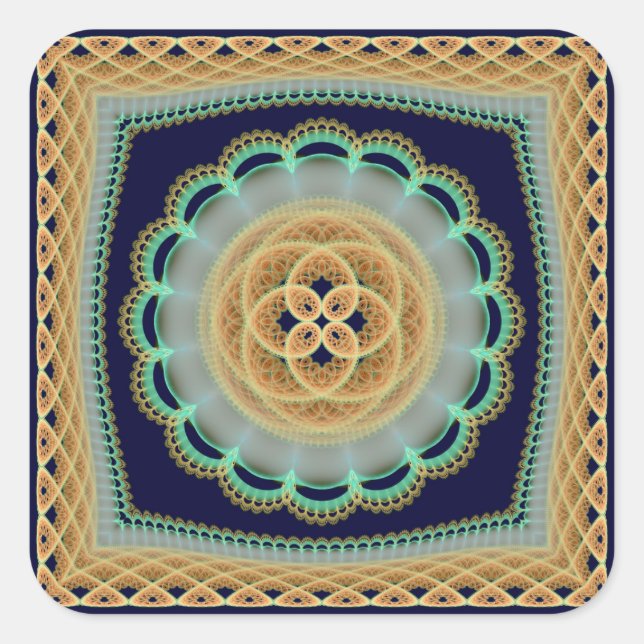Bright original fractal decoration square sticker (Front)