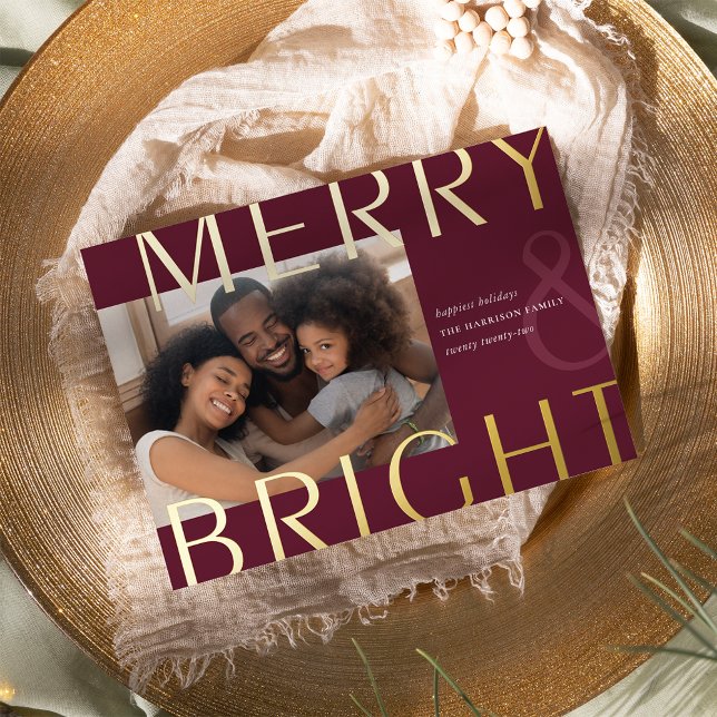 Bright Overlay | Modern Photo Gold Foil Holiday Card (Creator Uploaded)