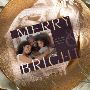 Bright Overlay Modern Photo Rose Gold Foil Holiday Card