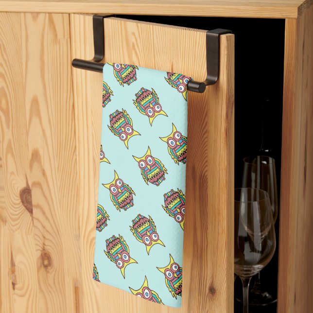 Bright Owls Tea Towel (Thirds Fold)