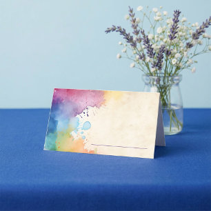 Bright paint splashes table name place card