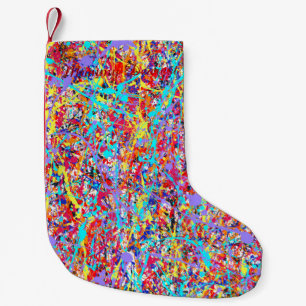 Bright Paint Splatter Abstract Small Christmas Stocking