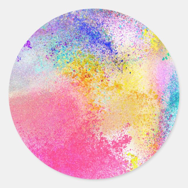 Bright Paint Splatter Trendy Classic Round Sticker (Front)