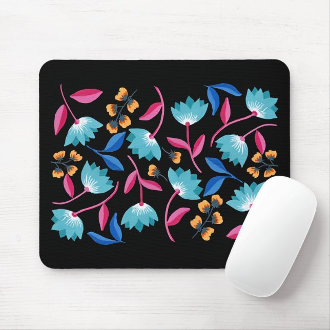 Bright Painted Abstract Floral Mouse Pad (With Mouse)