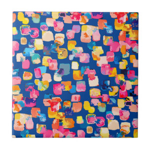 Bright Painted Abstract Square Pattern Ceramic Tile