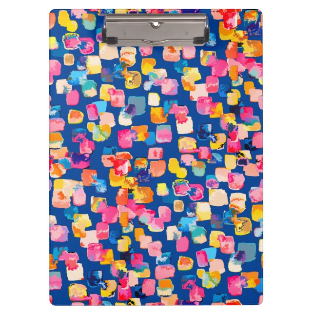 Bright Painted Abstract Square Pattern Clipboard (Front)