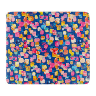 Bright Painted Abstract Square Pattern Cutting Board