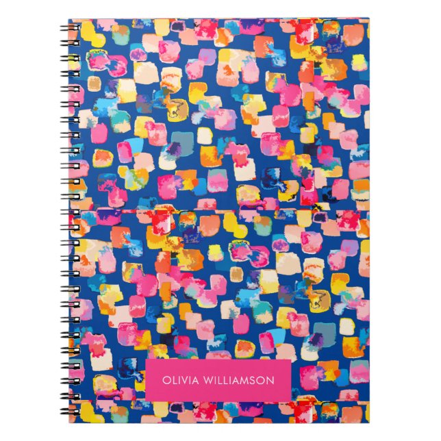 Bright Painted Abstract Square Pattern Notebook (Front)