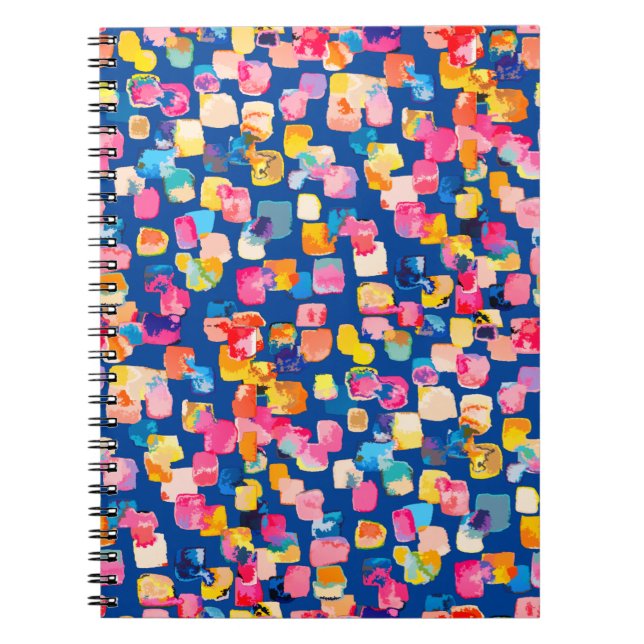 Bright Painted Abstract Square Pattern Notebook (Front)