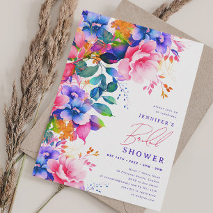 Bright Painted Garden Floral Bridal Shower Invitation