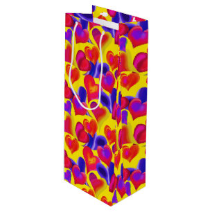Bright Painted Hearts   Valentine's Day Wine Gift Bag
