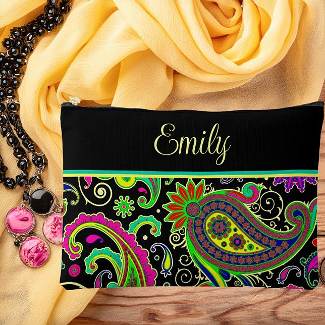 Bright paisley personalised accessory pouch (Creator Uploaded)