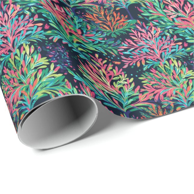 Bright Palm Beach Christmas Floral Watercolor Wrapping Paper (Roll Corner)